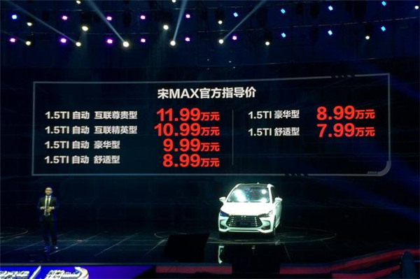 比亚迪宋MAX正式上市 售价7.99-11.99万元