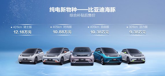 十万级纯电出行首选比亚迪海豚正式上市9.38万元起
