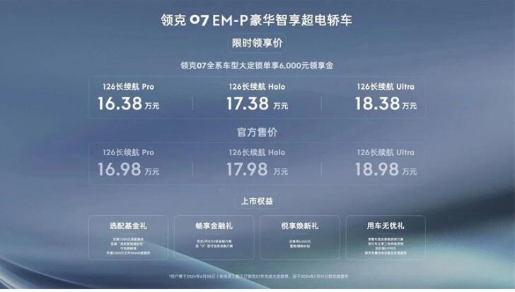 标杆领克07 EM-P限时领享价16.38万起上市